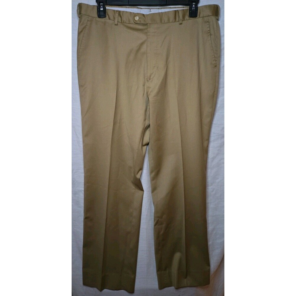 Peter Millar Dress Pants Mens 38x29 Beige, 100% Wool Stretch Flat Front Formal
